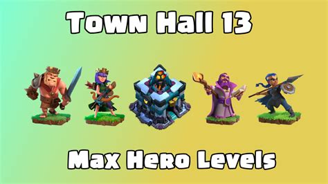Max hero level th13 - Grand Warden (Max Level: 40) The Grand Warden, the third hero in Clash of Clans, is an incredibly powerful unit capable of both flying and walking.He has two different abilities: Life Aura and Eternal Tome. The Life Aura surrounds the Grand Warden in a 7-tile radius and provides a modest health boost to troops within this protective range.